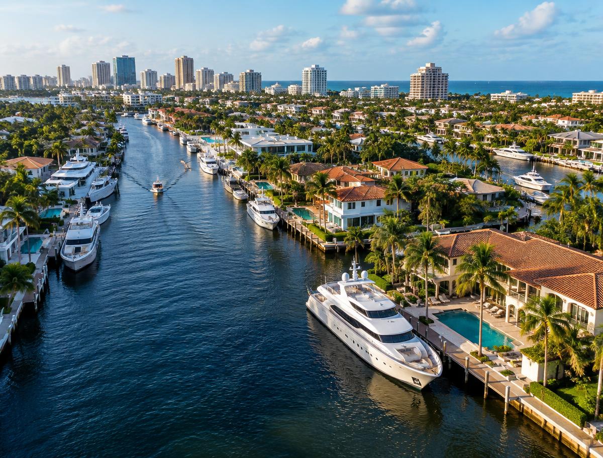 Fort Lauderdale waterfront canals lined with yachts